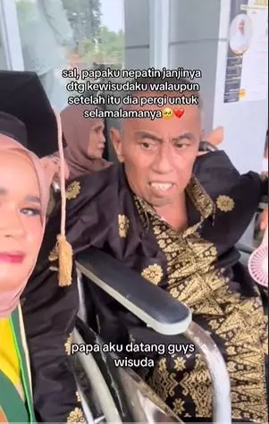 Wanita ini bagikan kisah sang ayah datang ke wisudanya meski sedang sakit TikTok/@dey.deiii