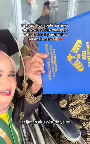 Wanita ini bagikan kisah sang ayah datang ke wisudanya meski sedang sakit TikTok/@dey.deiii