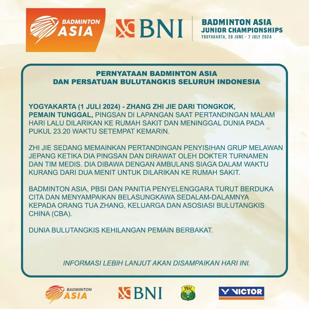 pebulutangkis china zhang zhi jie meninggal dunia © 2024 brilio.net