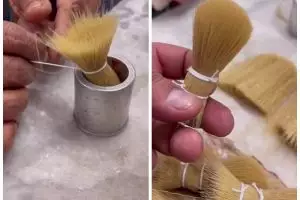 9 Potret pembuatan brush makeup rumahan ini masih pakai alat sederhana, hasilnya bak pabrik modern