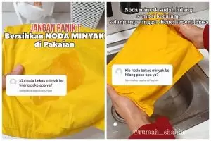 Tak perlu panik, trik hilangkan noda minyak di pakaian pakai 1 bahan dapur ini auto bersih dan kesat