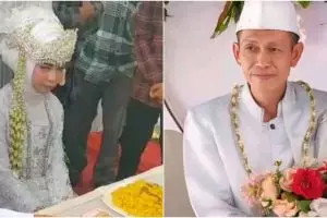 Selisih umur terpaut jauh, momen kakek 80 tahun nikahi gadis usia 19 tahun ini maharnya Rp50 juta