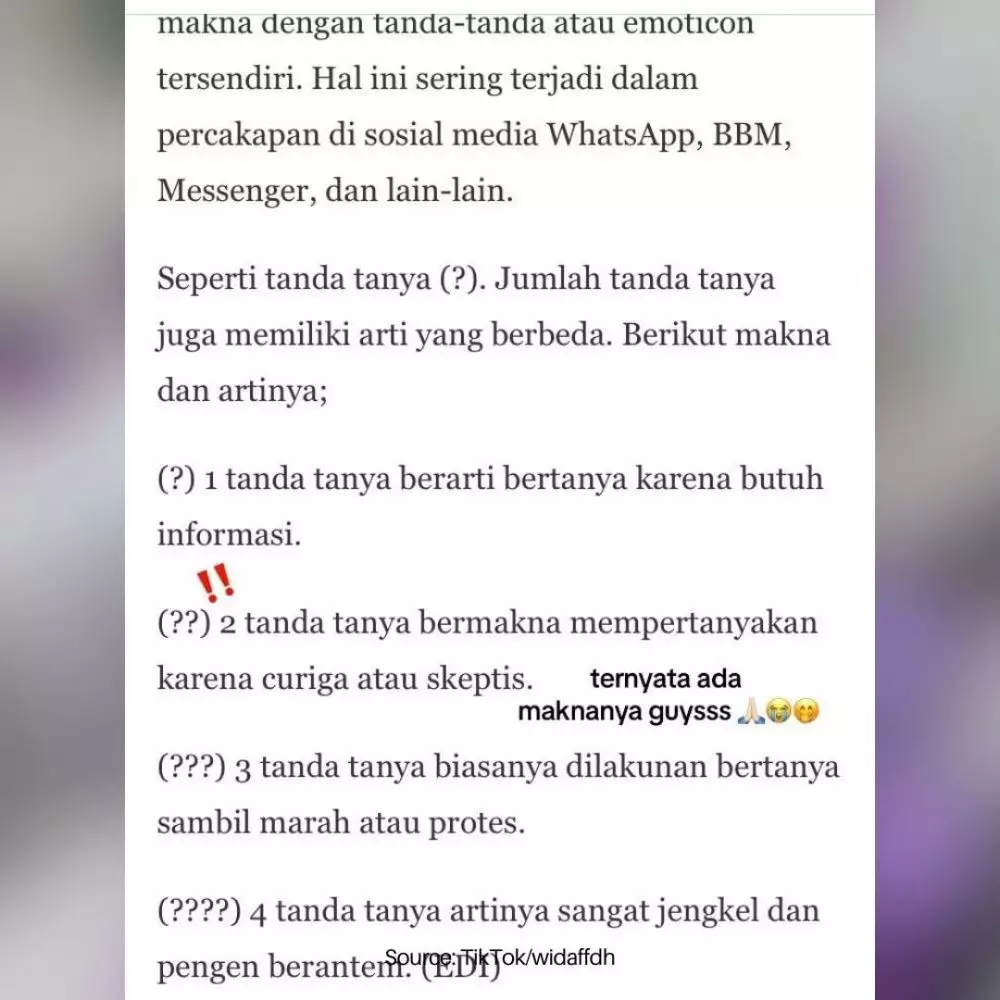 Wanita ditegur tulis tanda tanya © TikTok Wanita ditegur tulis tanda tanya © TikTok