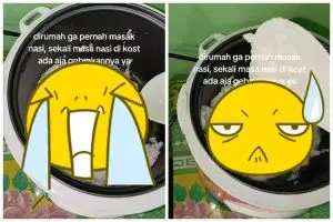 Tak pernah menyentuh rice cooker, momen anak kos pertama kali masak nasi ini bikin senyum kecut