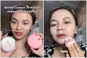 Battle review 2 cushion viral Implora & Glad2Glow yang diklaim full coverage, oily skin pilih mana?