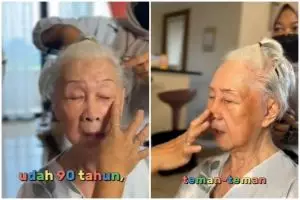 Transformasi makeup oma-oma usia 90 tahun ini hasilnya auto lebih muda, mata turun jadi tampak fresh