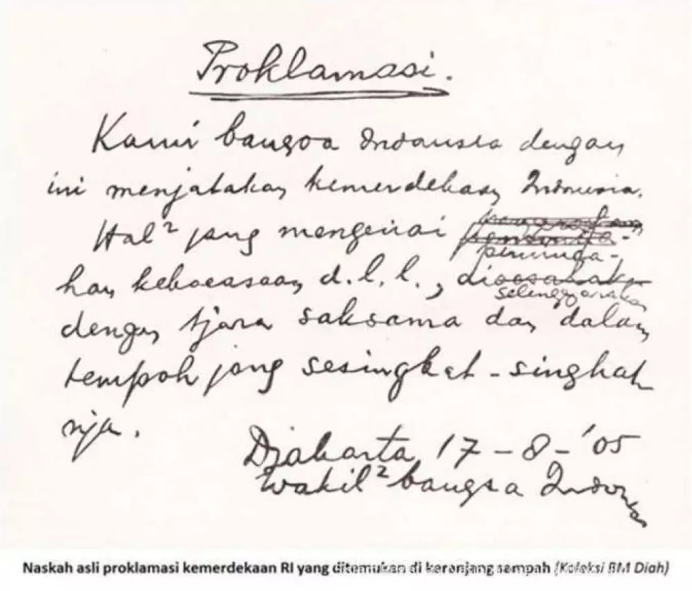 teks proklamasi ada 2 versi Arsip Nasional Republik Indonesia