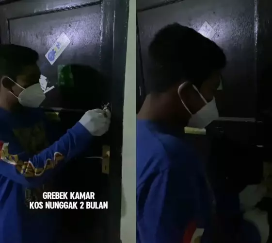 Pemilik kos geledah kamar penyewa © TikTok Pemilik kos geledah kamar penyewa © TikTok