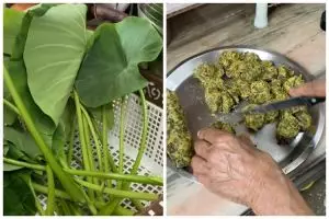 Wanita ini dibuatkan camilan unik ala India dari daun keladi oleh mertua, warganet: apa nggak gatal?