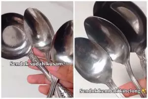 Tanpa digosok, ini cara menyulap sendok kusam agar kinclong dalam 5 menit
