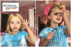 Hasilnya mirip barbie, skill bocah perempuan makeup sendiri untuk photoshoot ini bak MUA profesional