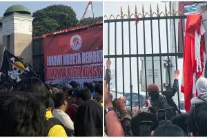 Kondisi gedung DPR RI setelah demo #KawalPutusanMK, sudah bersih tanpa coret-coretan