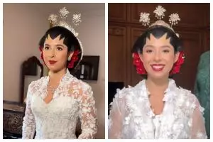 Auranya bak putri keraton, intip 8 potret detail makeup Nadine Kaiser saat akad nikah pakai adat Jogja