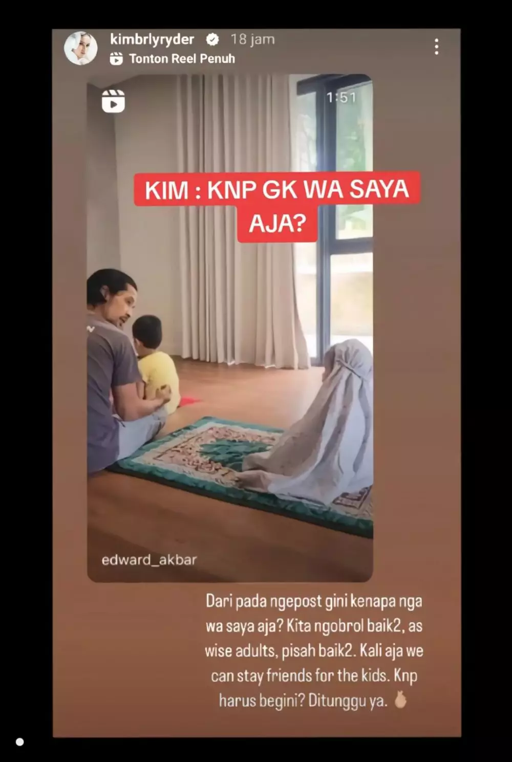 Edward Akbar ungkap rindu anak © Instagram