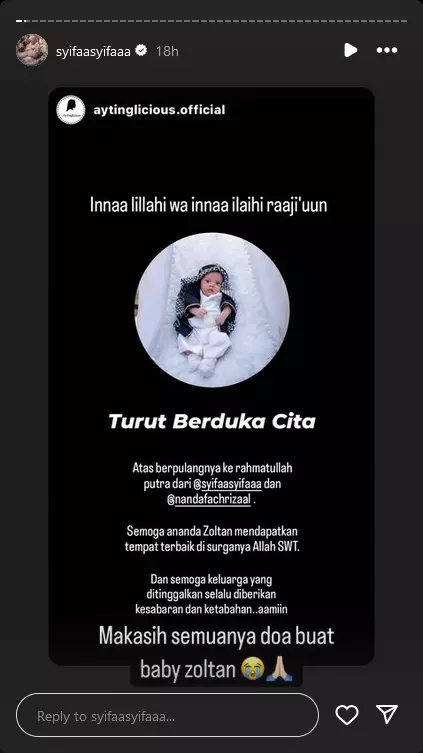 ponakan Ayu Ting Ting meninggal dunia © 2024 brilio.net