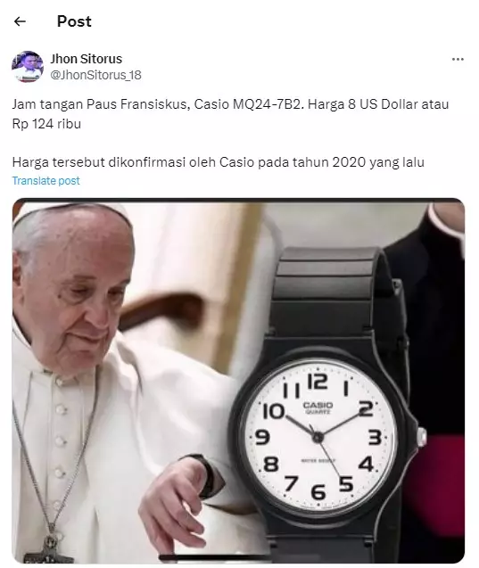 jam tangan Paus Fransiskus © X jam tangan Paus Fransiskus © X