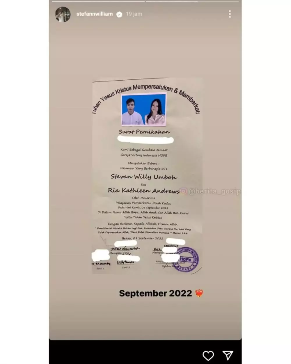 Celine Evangelista singgung pernikahan Stefan William © 2024 Instagram