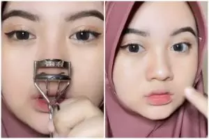 Perjuangan cewek ingin mancung modal penjepit bulu mata ini sukses, hidung lancip dalam hitungan menit