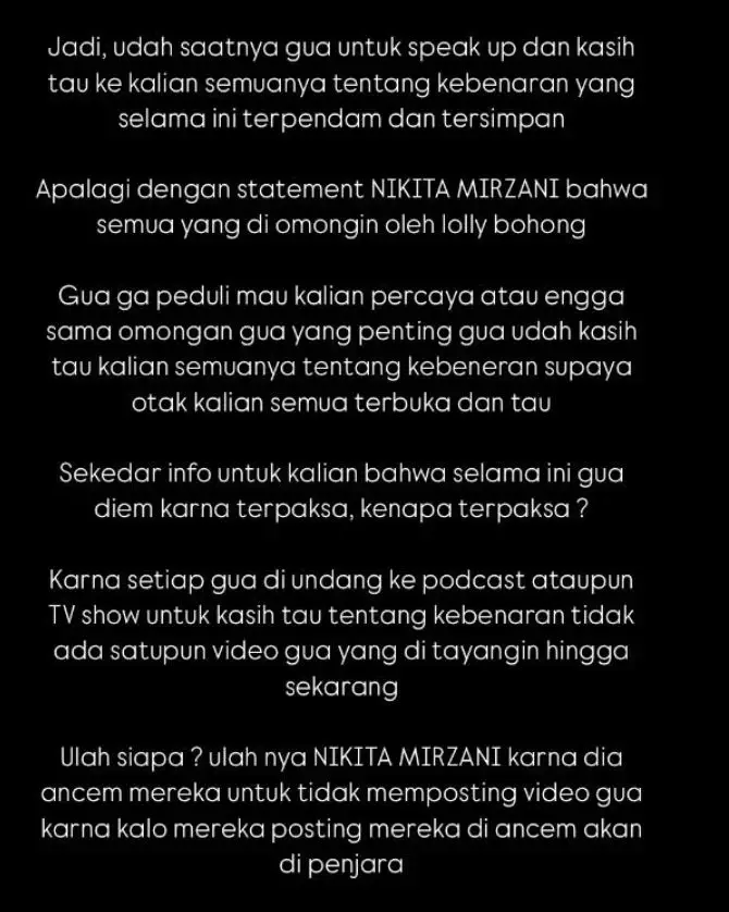 Lolly serang Nikita Mirzani usai ancam Vadel © Instagram