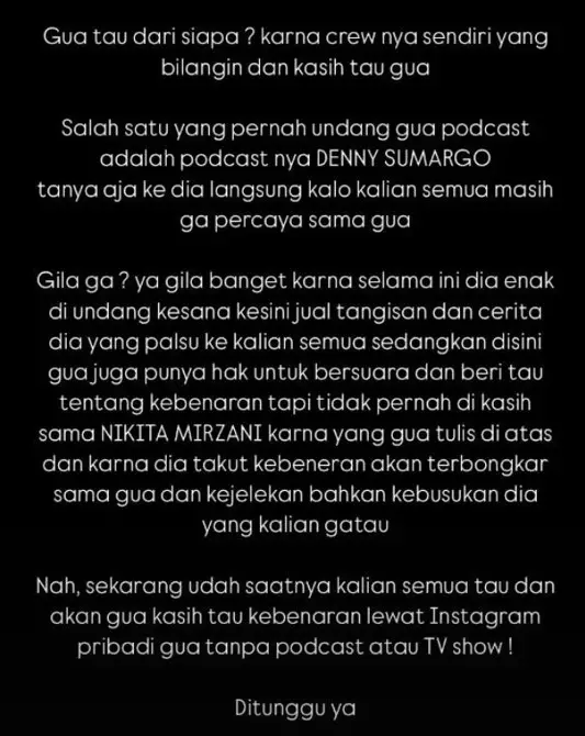 Lolly serang Nikita Mirzani usai ancam Vadel © Instagram