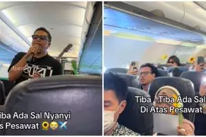 Bukan lagi konser di lapangan, Sal Priadi beri kejutan penggemar di pesawat