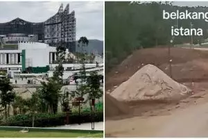 Dari depan tampak bangunan megah, penampakan bagian belakang istana IKN ini kondisinya tak terurus