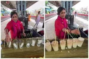 Momen pedagang India membuat soda lemon di pinggir jalan ini cepat banget, sendoknya bikin salah fokus
