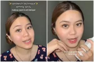 Mengenal sandwich technique setting spray, trik makeup bikin riasan antidempul dan awet seharian