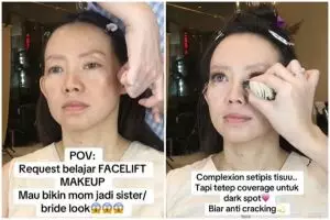 Transformasi makeup ibu-ibu berflek hitam dirias flawless look ini manglingi, disebut bak gadis Korea