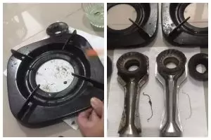 Cara mudah bersihkan kerak membandel di kompor gas dengan satu bahan dapur