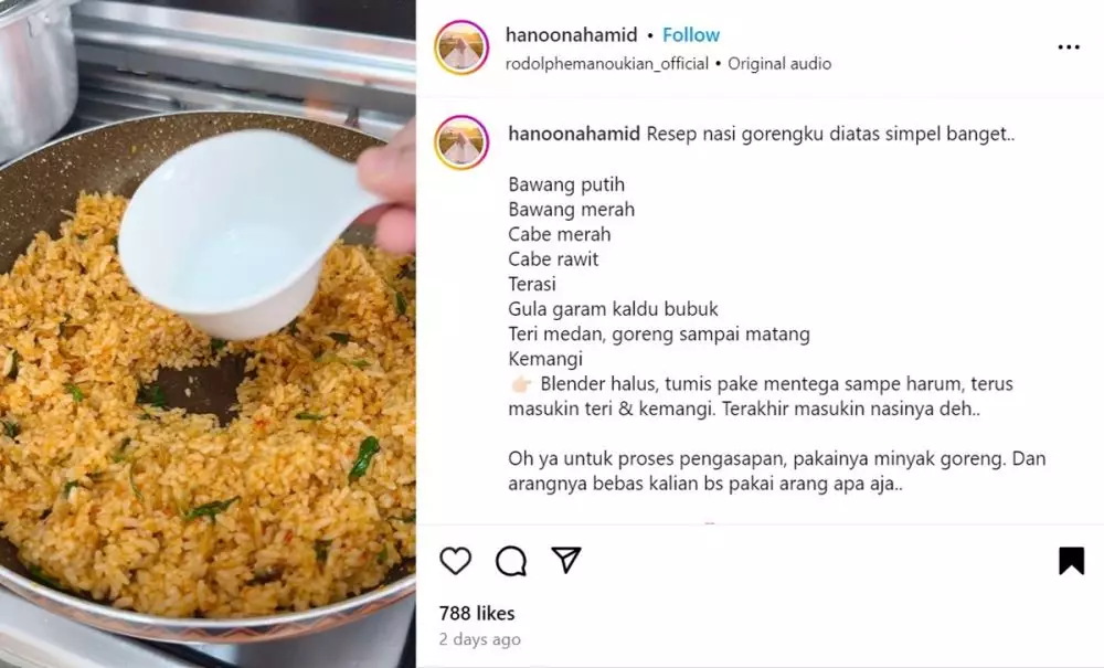 Not cooked in a special pan, this is a trick to make fried rice smell