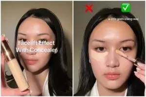 Aplikasikan concealer di spot ini untuk efek face lift, hasilnya bikin wajah tirus dan kencang