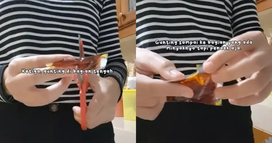 Tricks to open instant noodle oil packaging without dirtying your hands