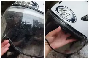 Tanpa cairan khusus, ini trik bersihkan kaca helm buram agar lebih bening lagi pakai 1 bahan dapur