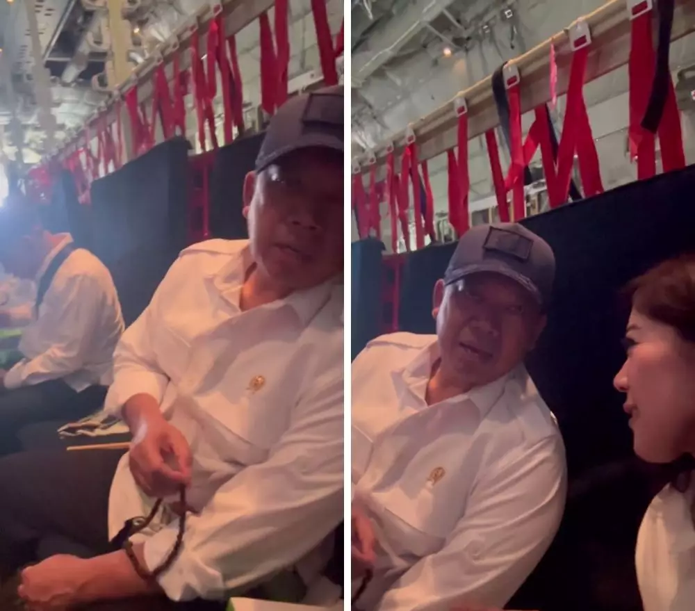 menteri nusron wahid dzikir naik pesawat militer © 2024 Instagram