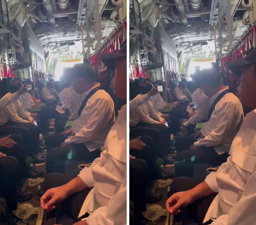 menteri nusron wahid dzikir naik pesawat militer © 2024 Instagram