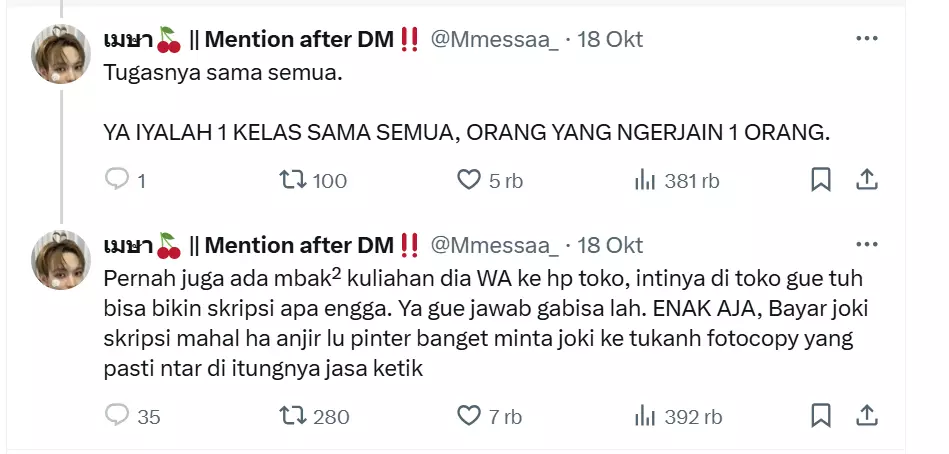 Curhat tukang fotokopi sebut anak zaman sekarang punya kelemahan ini © 2024 X