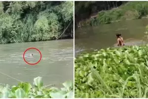 Aksi heroik pemancing selamatkan bocah hanyut di Sungai Brantas cuma pakai tali senar, tuai pujian