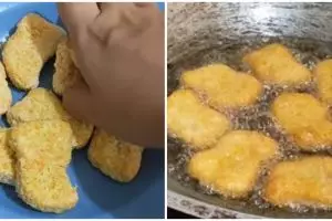 Cara mudah menggoreng nugget yang masih beku agar bagian dalamnya matang dan antigosong