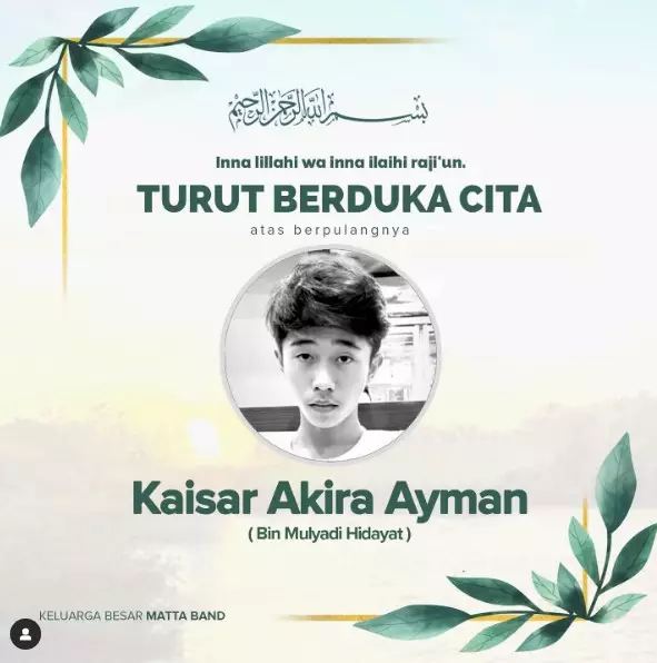 Kaisar Akira Ayman anak drummer Matta Band tewas © berbagai sumber
