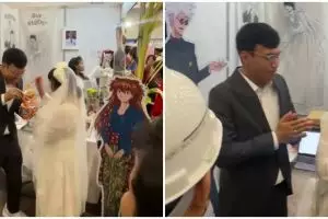 Pasangan ini pilih rayakan resepsi pernikahan di event Comifuro, bisa nikah sekaligus jualan