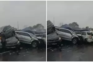 Detik-detik truk diduga alami rem blong, akibatkan kecelakaan beruntun di Tol Cipularang KM 92