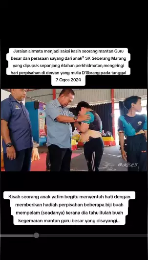 Momen haru murid yatim piatu peluk guru saat pensiun © 2024 TikTok