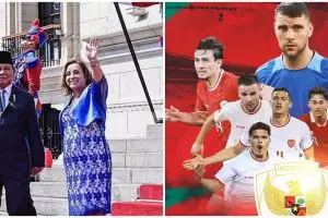 Momen Prabowo dukung Timnas lawan Jepang dari Amerika Serikat, cara nontonnya bikin salah fokus