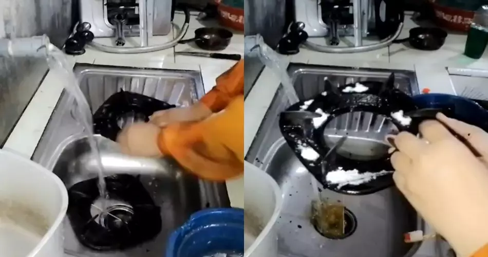 Cara hilangkan kerak tebal di tungku kompor pakai 3 bahan dapur © YouTube