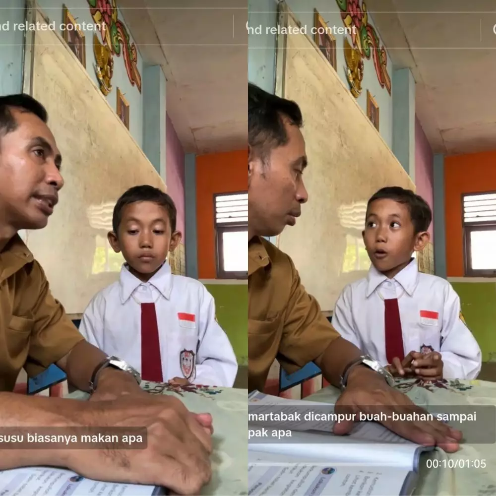 Murid SD sebut sapi makan martabak © TikTok