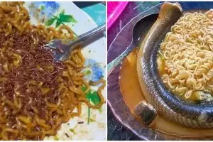 11 Potret mi instan dengan topping super nyeleneh, bukannya bikin ngiler malah eneg