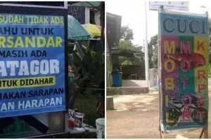 11 Potret lucu tulisan di warung ini kreatifnya nggak ada obat, fix lulusan S3 marketing