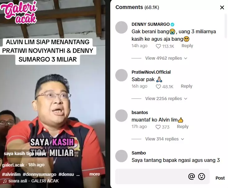 Denny Sumargo ditantang Alvin Lim siram mata © berbagai sumber Denny Sumargo ditantang Alvin Lim siram mata © berbagai sumber