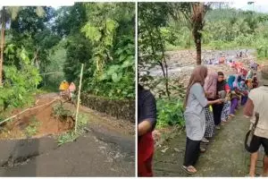Viral aksi kompak warga gorong royong perbaiki jalan longsor ini bikin angkat topi